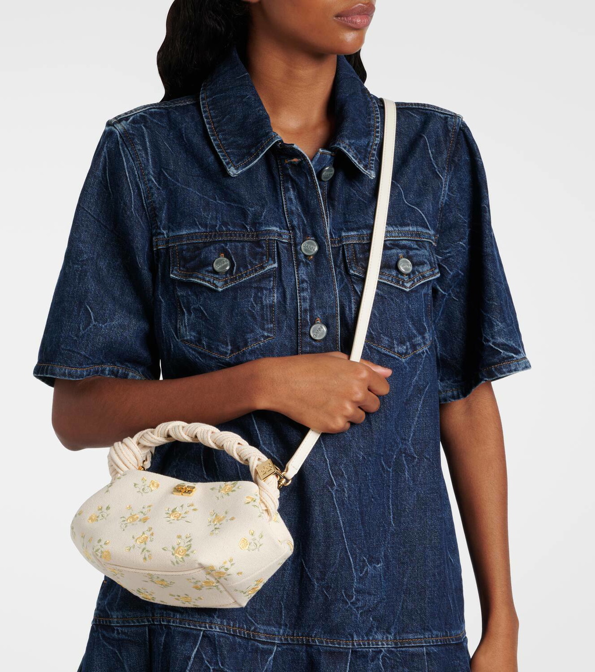 Ganni Bou Mini floral canvas tote bag GANNI