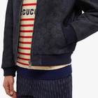 Gucci Men's GG All Over Suede Bomber Jacket in Navy