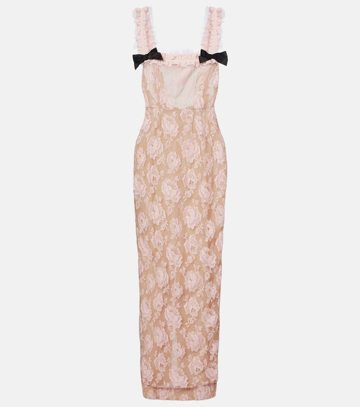 Alessandra Rich Ruffled cotton-blend lace maxi dress