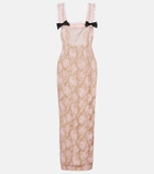 Alessandra Rich Ruffled cotton-blend lace maxi dress