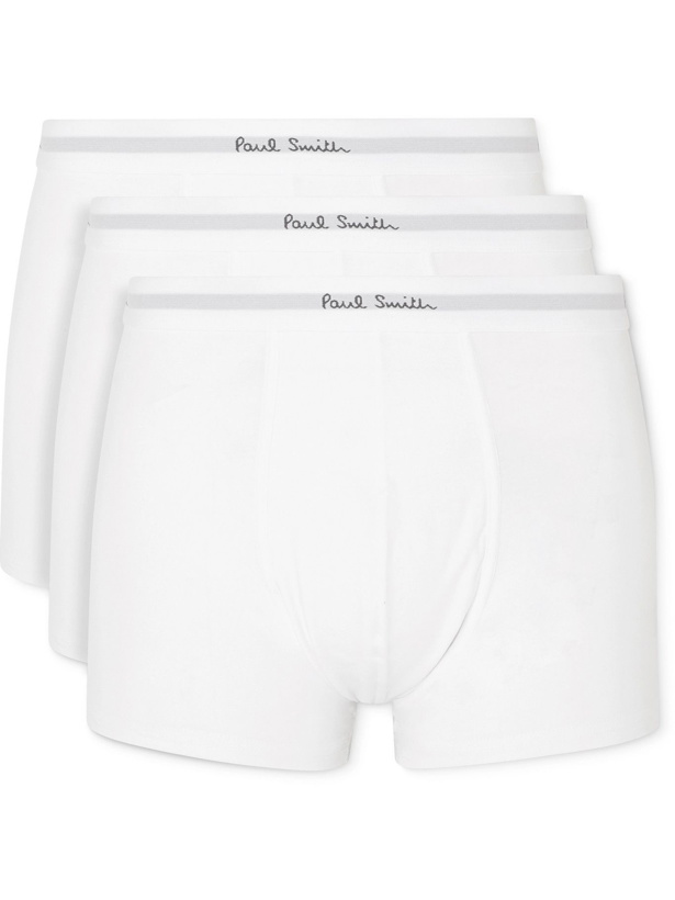 Photo: Paul Smith - Three-Pack Stretch-Cotton Boxer Briefs - White