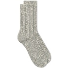 John Elliott Men's Slub Sock in Grey/Natural
