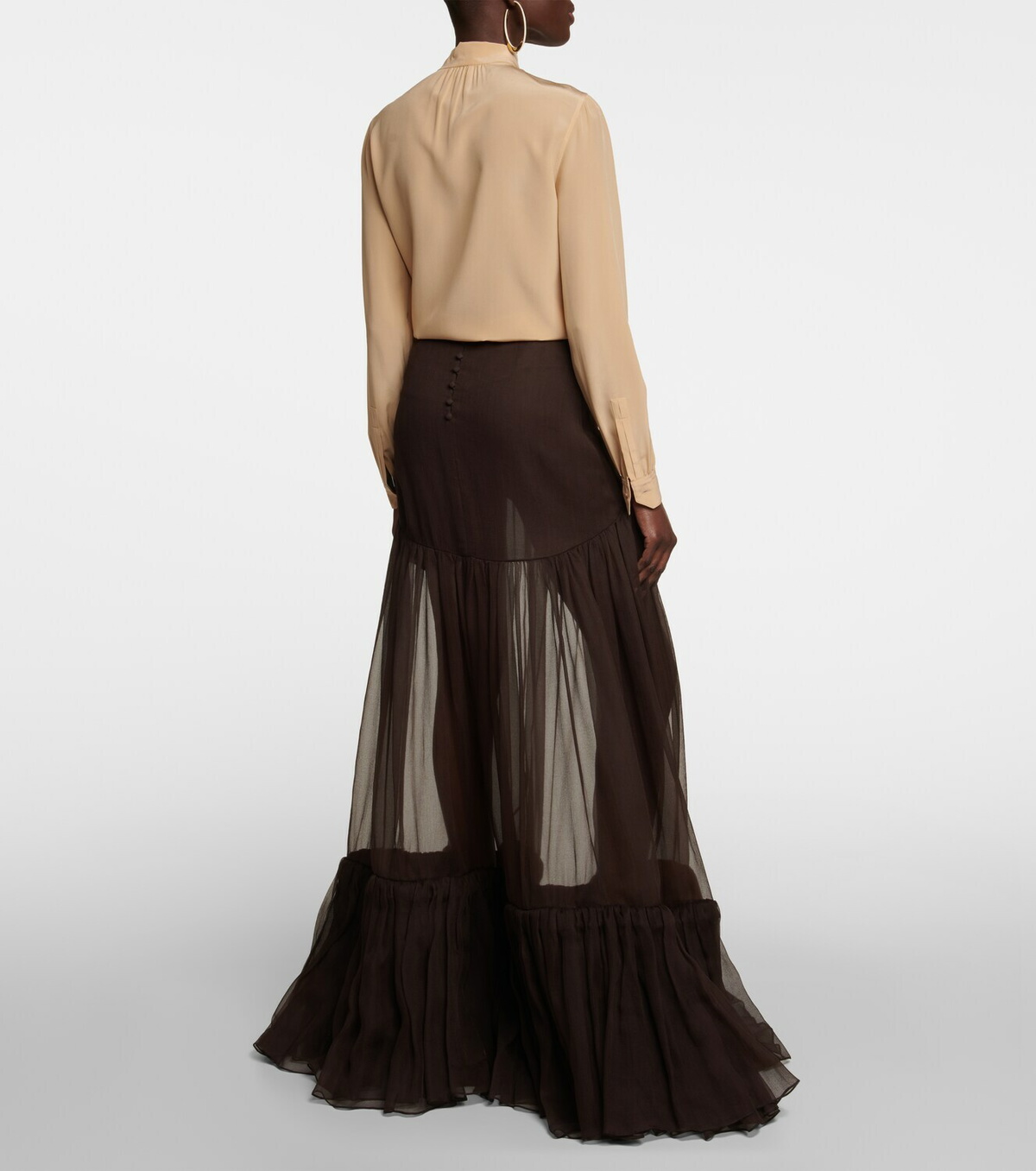 スカート SAINT LAURENT Brown Silk Skirt Saint Laurent Silk satin slip skirt Saint Laurent