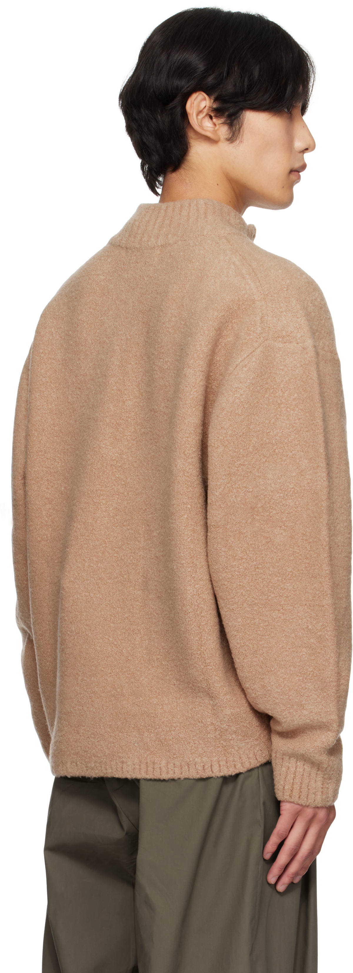 LE17SEPTEMBRE Tan Bouclé Half-Zip Sweater