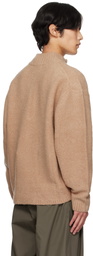 LE17SEPTEMBRE Tan Bouclé Half-Zip Sweater