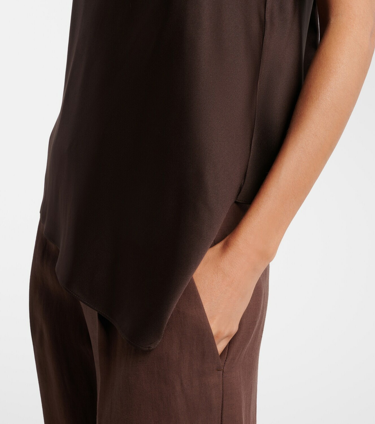Brunello Cucinelli Asymmetric silk satin top
