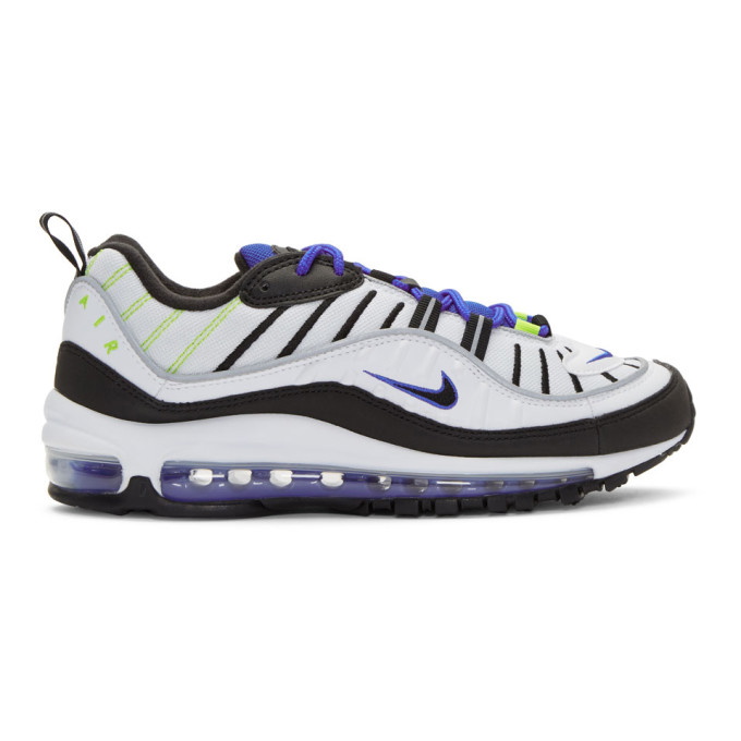 Photo: Nike White and Blue Air Max 98 Sneakers