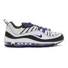 Nike White and Blue Air Max 98 Sneakers