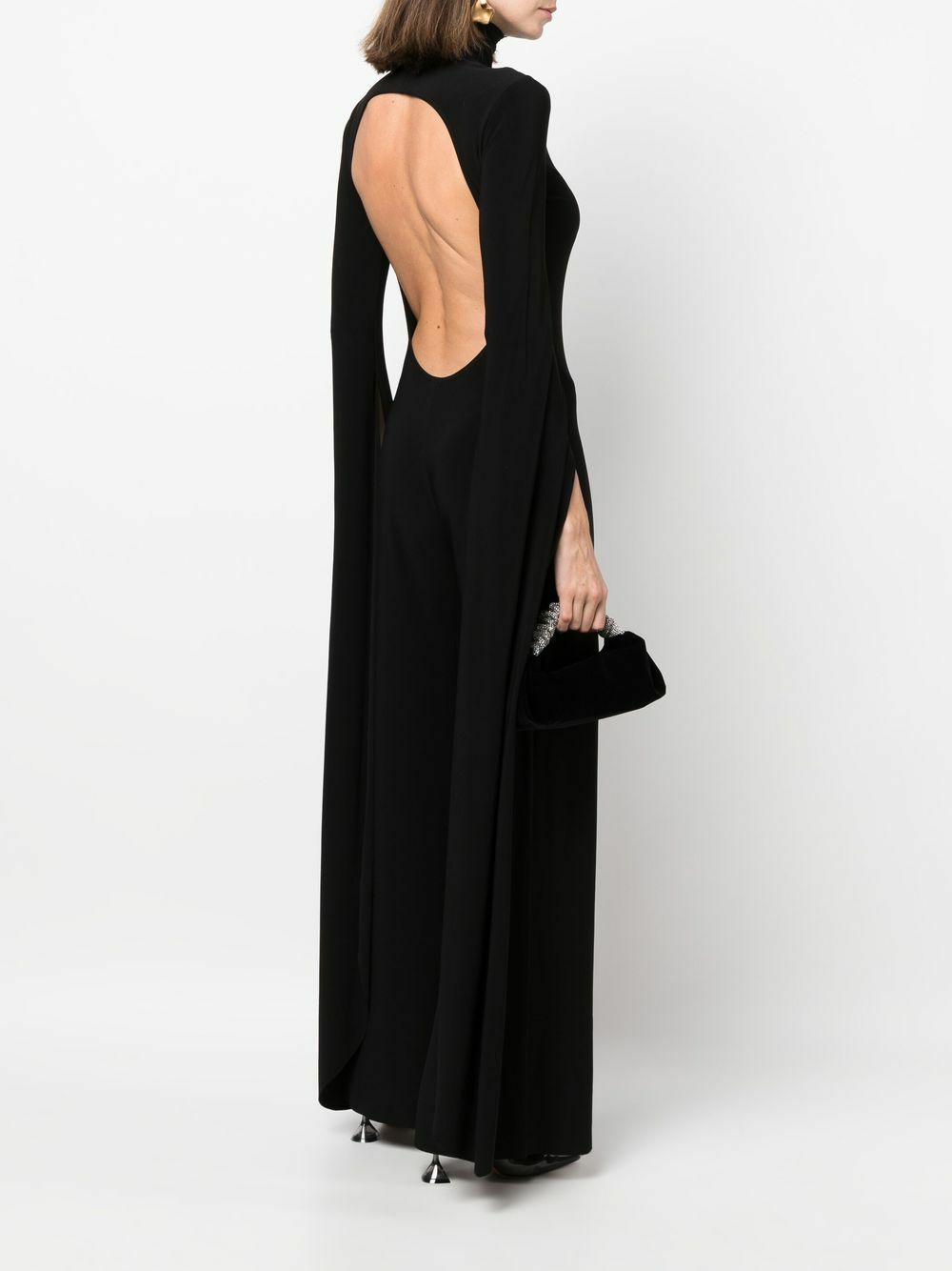 Black High-neck jersey wide-leg jumpsuit, Norma Kamali