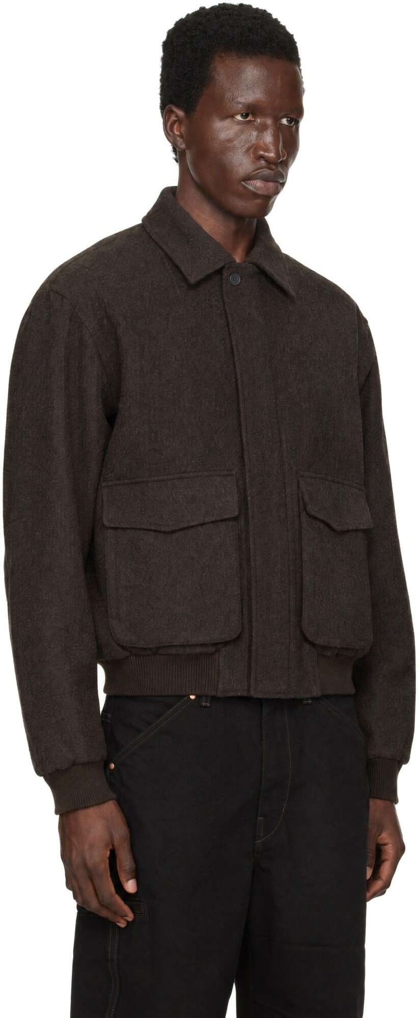 LE17SEPTEMBRE Brown Virgin Wool Bomber Jacket