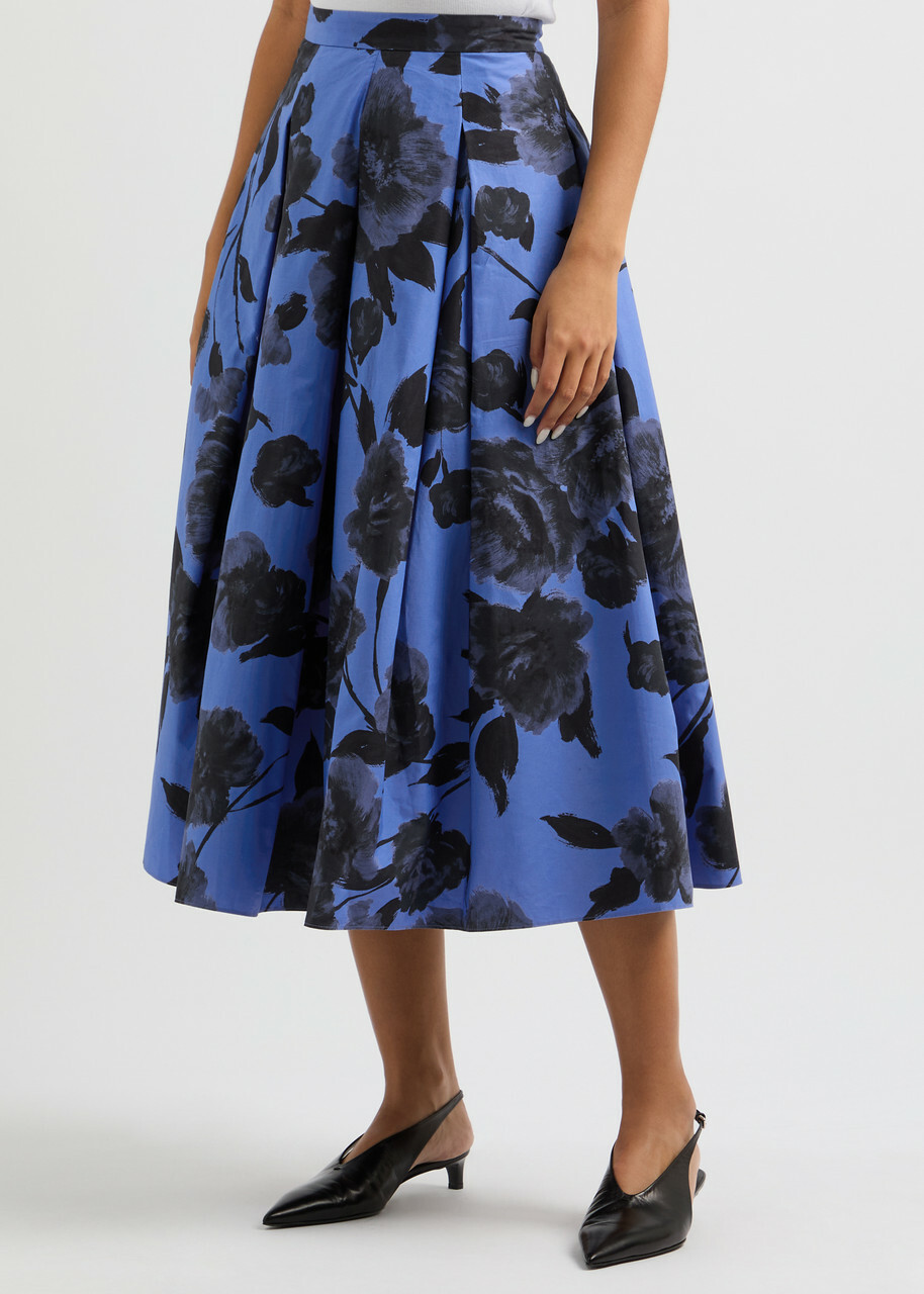 Erdem Floral-print Cotton-poplin Midi Skirt Multi Floral Erdem