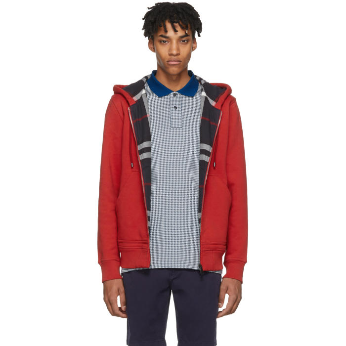 Burberry red zip hoodie new arrivals