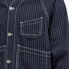 Uniform Bridge Men's Stripe Denim Pocket Cardigan Jacket in Blue