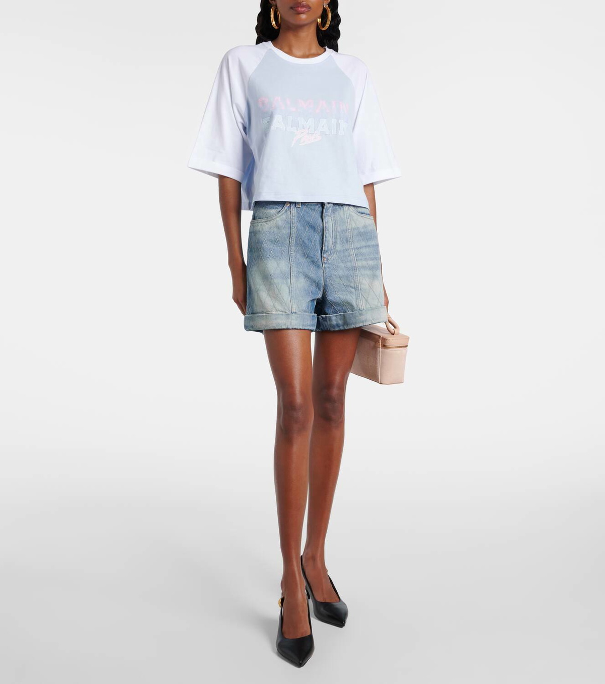Balmain Patterned denim shorts