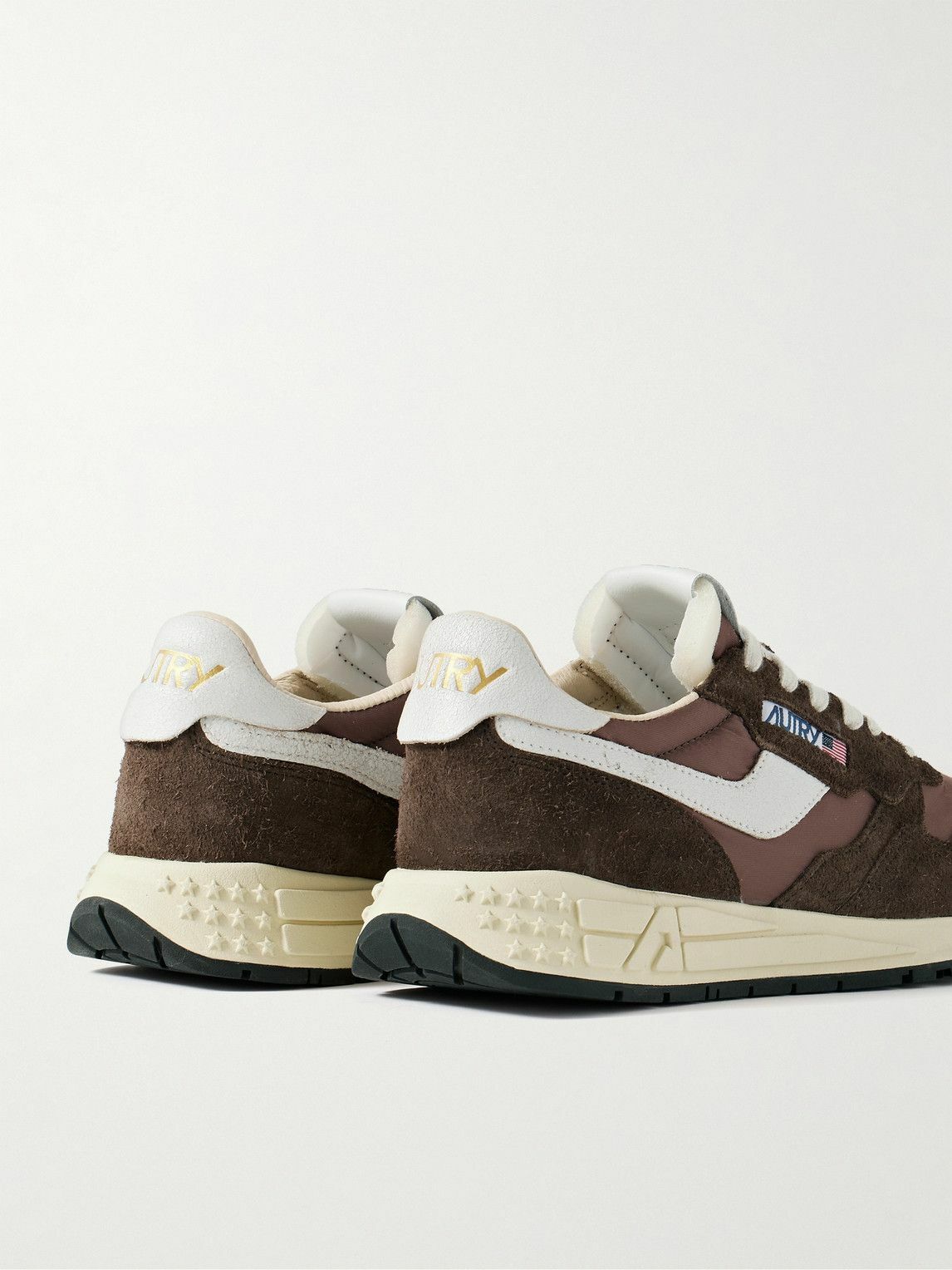 Autry - Reelwind Low Leather-Trimmed Suede and Shell Sneakers - Brown Autry