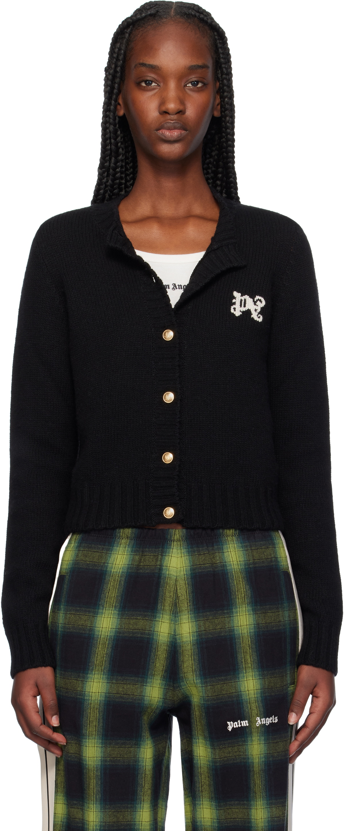 Palm Angels Black Monogram Cardigan