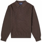 thisisneverthat Men's Cable Knit Zip Polo Shirt in Brown