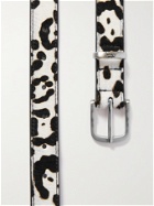 STÜSSY - 2.5cm Cow-Print Pony Hair Belt - White - S/M
