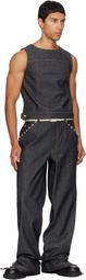 Veneda Carter SSENSE Exclusive Navy Boxy Denim Vest