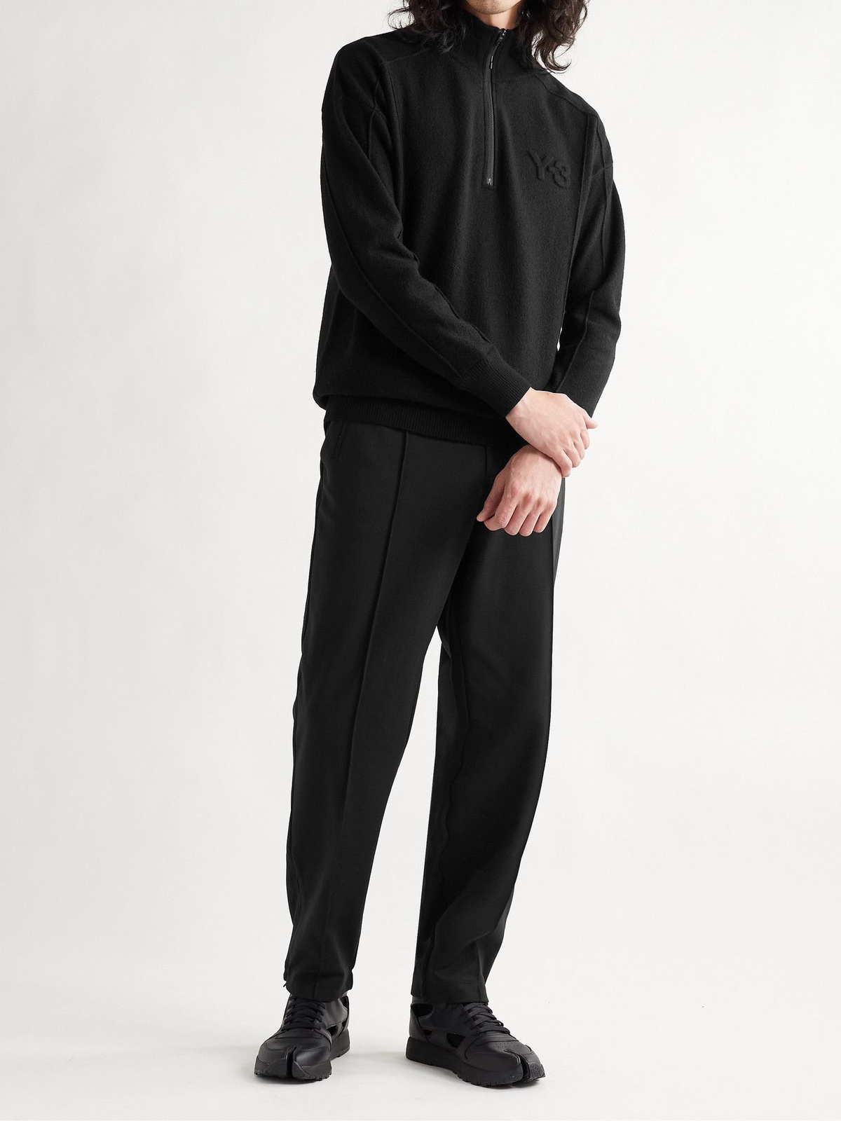 Y-3 - Logo-Embossed Wool Half-Zip Sweater - Black Y-3