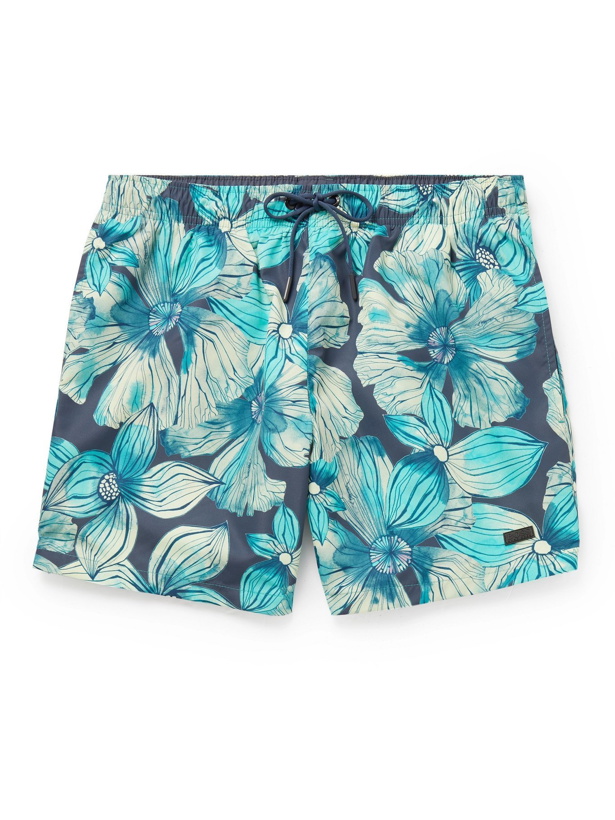 Photo: HUGO BOSS - Floral-Print Swim Shorts - Gray - S