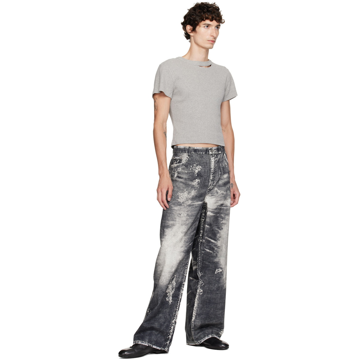 CAMPERLAB Black Corduroy Print Denim Loose Pants
