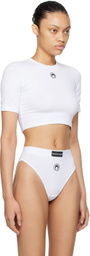Marine Serre White Cropped T-Shirt