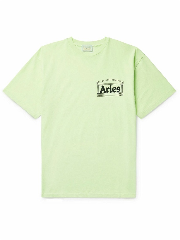 Photo: Aries - Temple Logo-Print Cotton-Jersey T-Shirt - Green