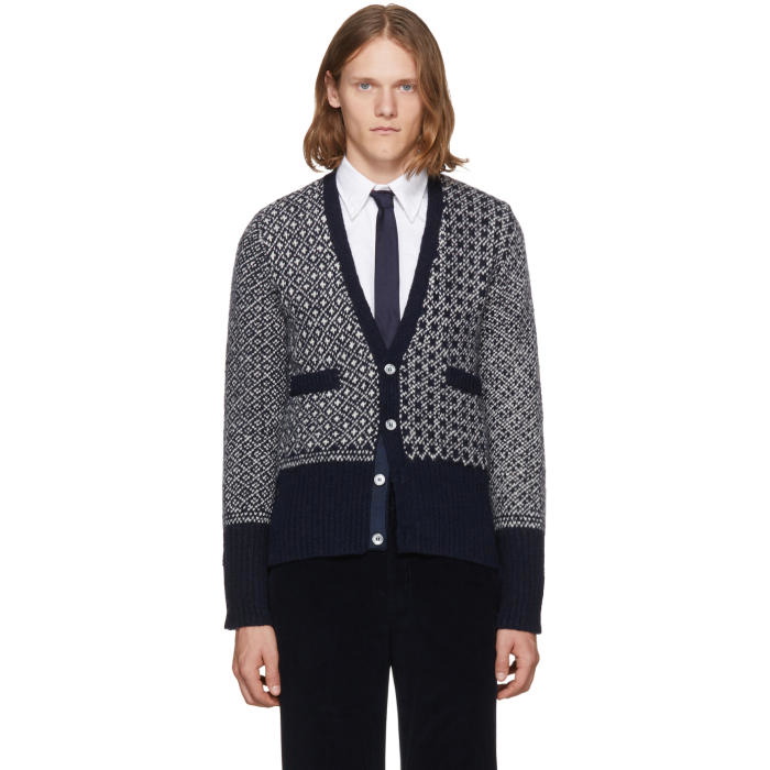 Photo: Thom Browne Black and White Penguin Fair Isle Cardigan