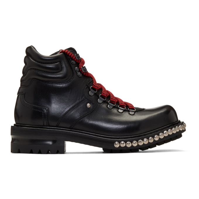 Photo: Alexander McQueen Black Studded Hiking Boots