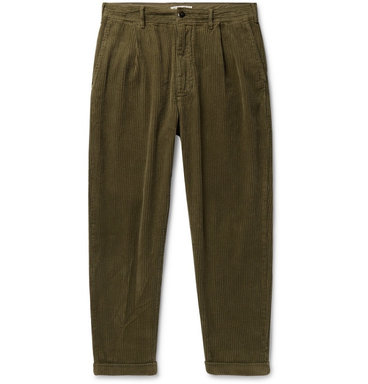 Photo: Alex Mill - Tapered Pleated Cotton-Corduroy Trousers - Green