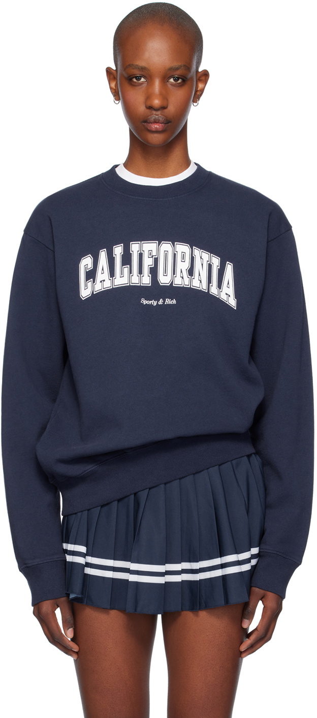 Sporty & Rich Navy California Crewneck Sweatshirt Sporty & Rich Sporty & Rich Navy California Crewneck Sweatshirt Sporty & Rich