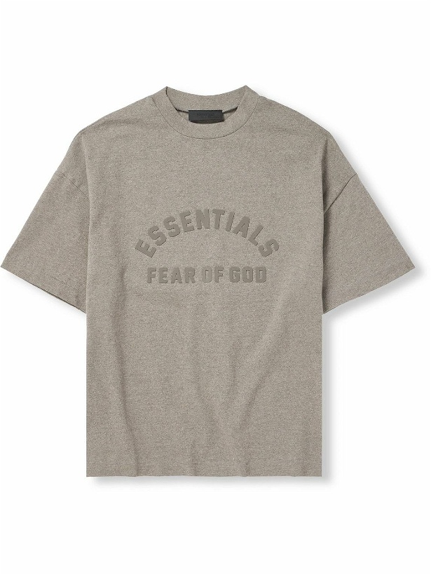 Photo: FEAR OF GOD ESSENTIALS - Oversized Logo-Appliquéd Cotton-Jersey T-Shirt - Gray