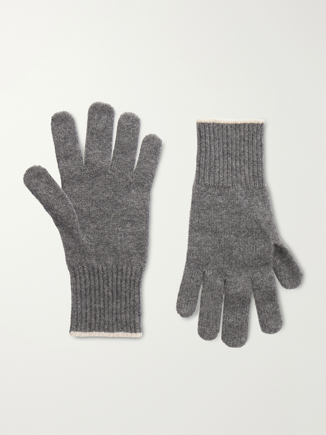 Brunello Cucinelli - Ribbed Cashmere Gloves - Gray