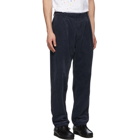 Blue Blue Japan Navy Corduroy One Tuck Baggy Trousers