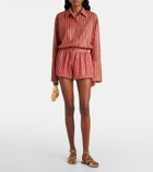 Oséree Striped lamé shorts