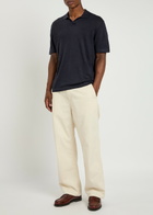 Les Deux Emmanuel Fine-knit Polo Shirt Navy