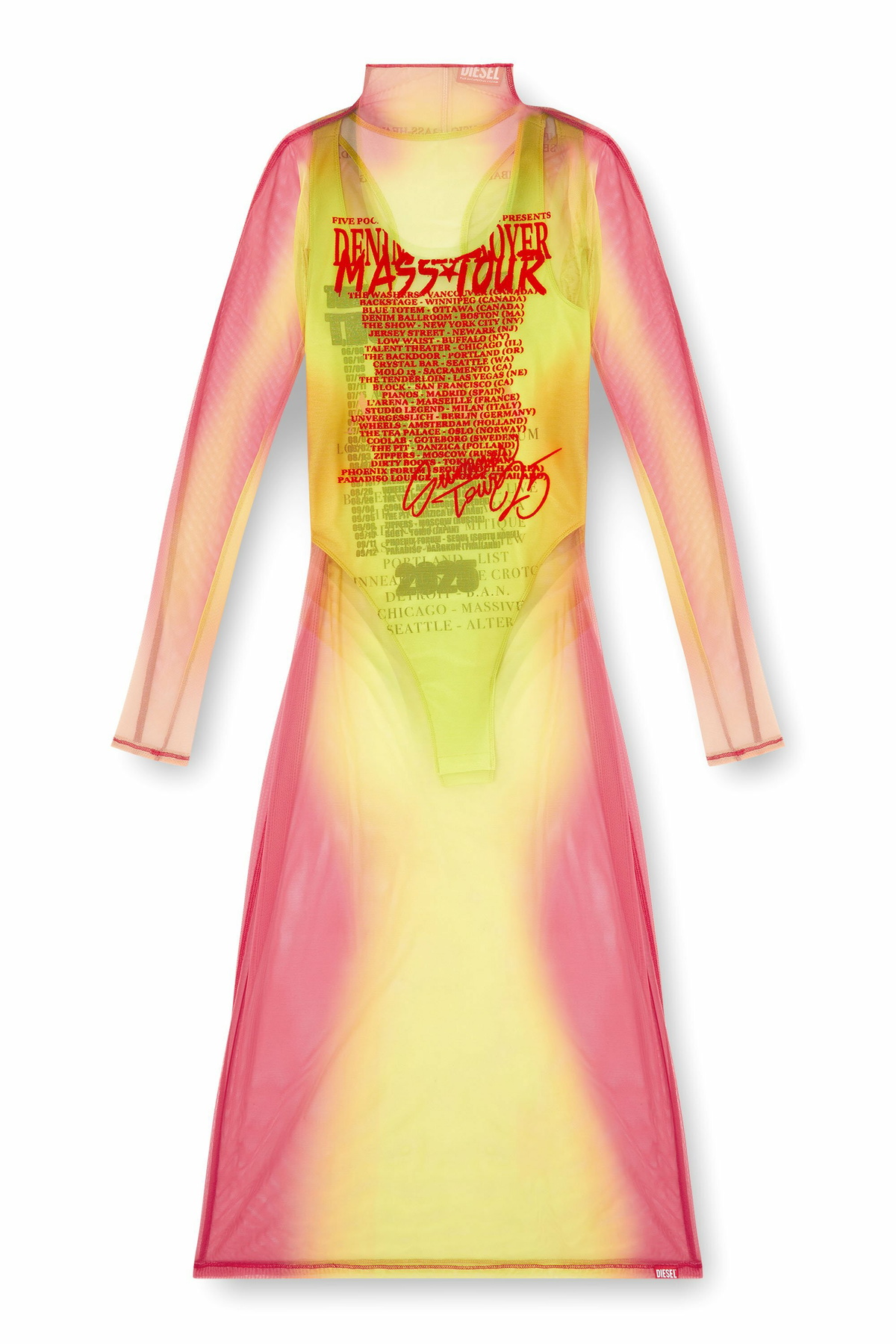 Diesel Layered midi dress with lyrics print - Dresses Womens in Multicolor