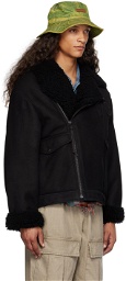 Acne Studios Black Pin-Buckle Leather Jacket
