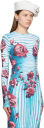 Jean Paul Gaultier Blue & Red Flower Body Morphing Long Sleeve T-Shirt