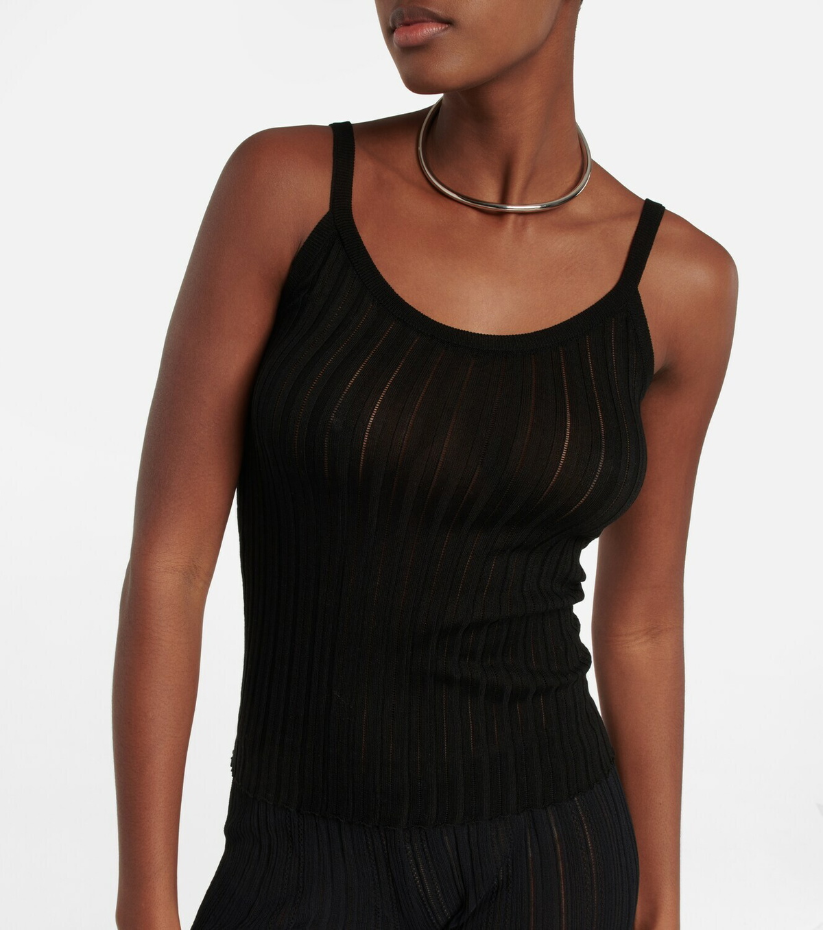 Petar Petrov Taro ribbed-knit silk tank top