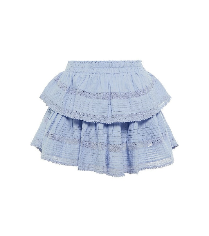 Photo: LoveShackFancy Ruffle shirred cotton miniskirt