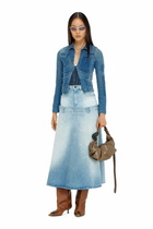 Diesel One-button denim shirt with patch effects - Tops Womens in Blue