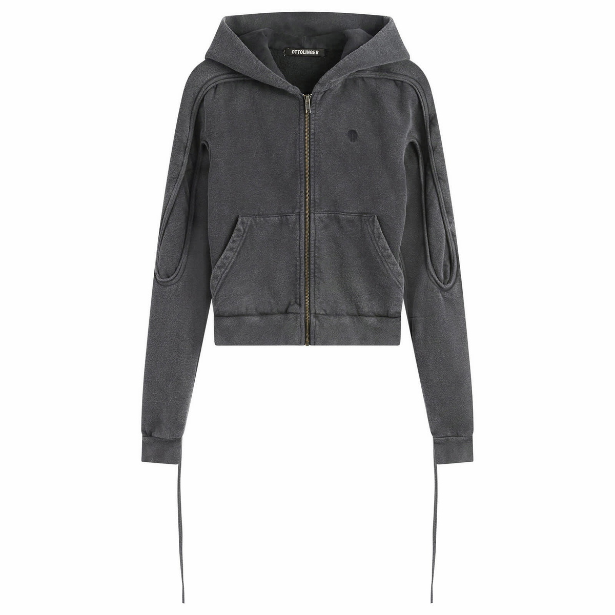 Ottolinger Women's Sutured Zip Hoodie in Black Wash
