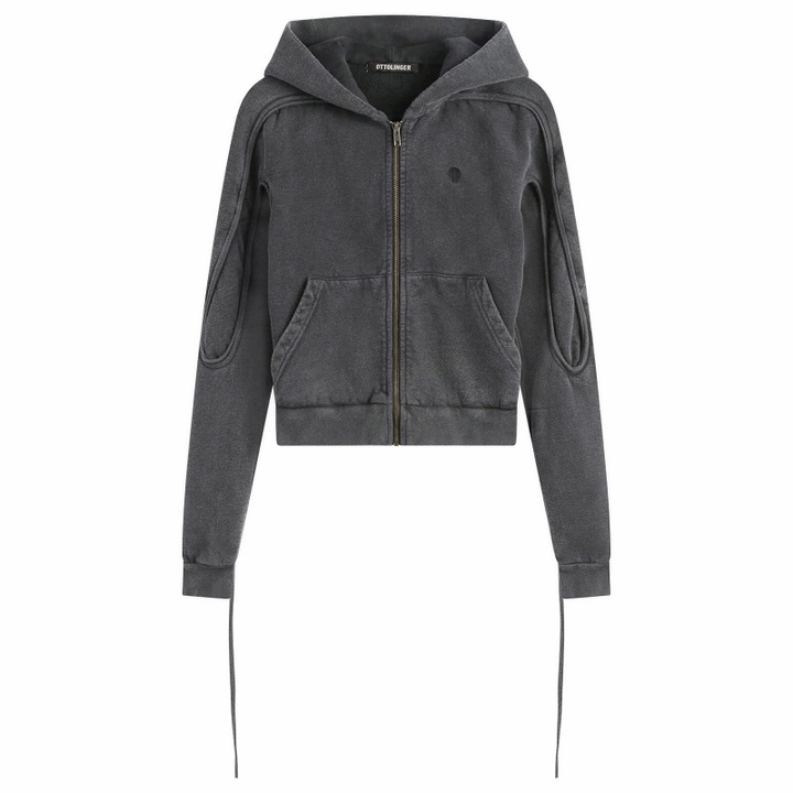 Photo: Ottolinger Women's Sutured Zip Hoodie in Black Wash