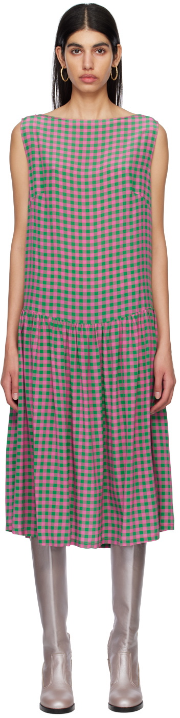 Caro Editions SSENSE Exclusive Pink & Green Heather Midi Dress