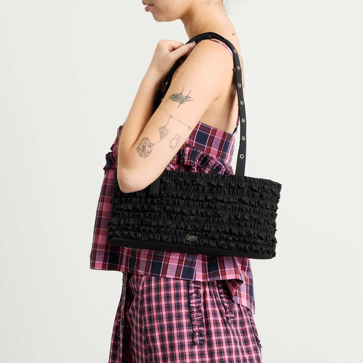 Damson Madder Women's Sophia Ruffle Bag in Black 