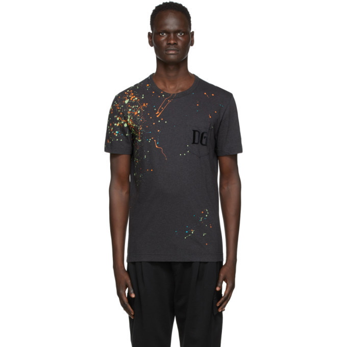 Photo: Dolce and Gabbana Black Paint Splatter T-Shirt