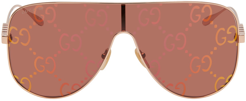 【関税込み】Gucci ローズゴールド Mask サングラス Gucci Rose Gold Mask Sunglasses Gucci