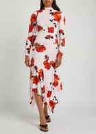 Alaïa Floral-print Asymmetric Jersey Midi Skirt Red